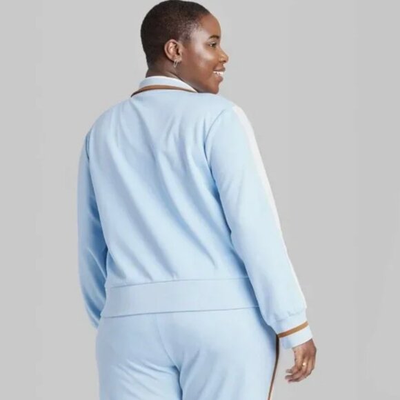 Wild Fable Light Blue and White Zip-Up Hoodie - Picture 2 of 3